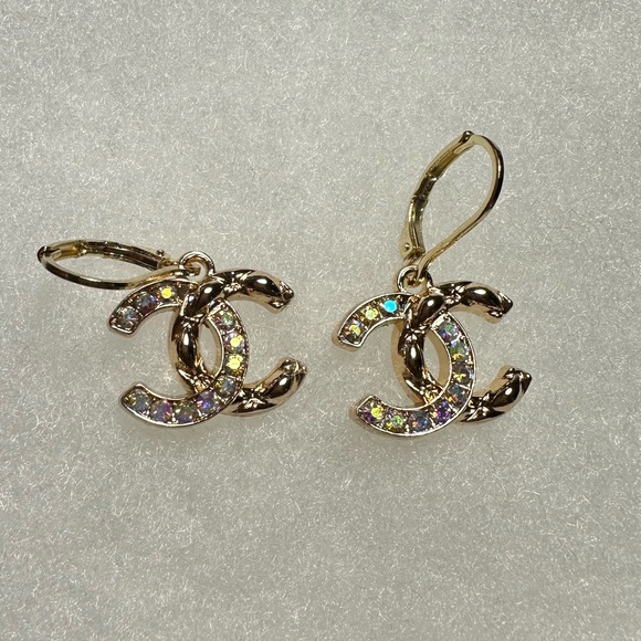 CHANEL Jewelry - CHANEL Gold Earrings with Iridescent Accents